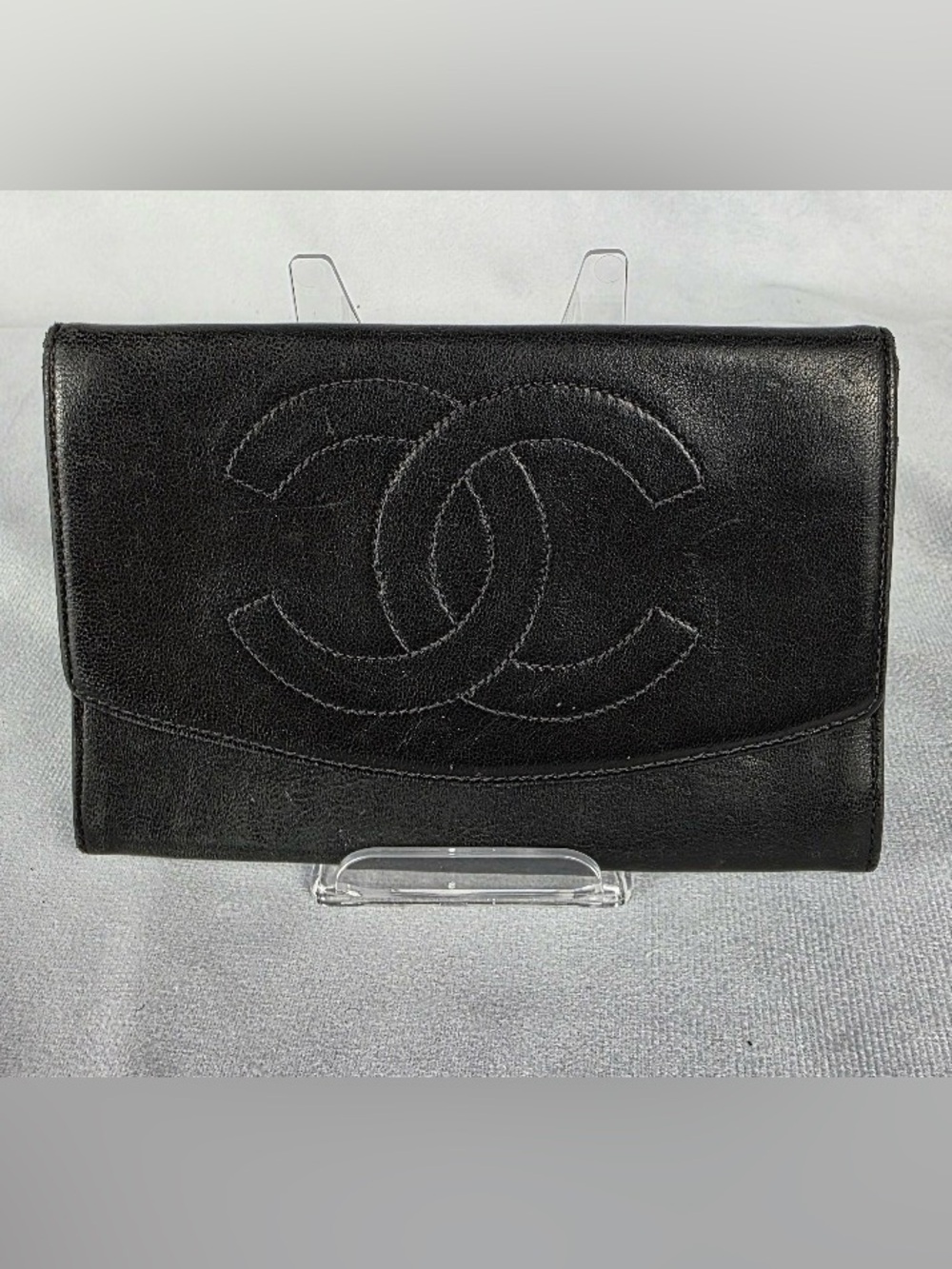 CHANEL lambskin leather CC Flap Wallet Black 24 ct gold plated with COA